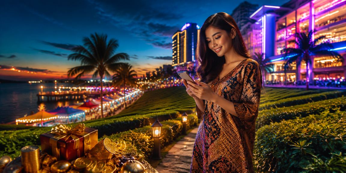 Pengguna Malaysia membuat deposit dalam talian menggunakan corak batik tradisional di platform 1200